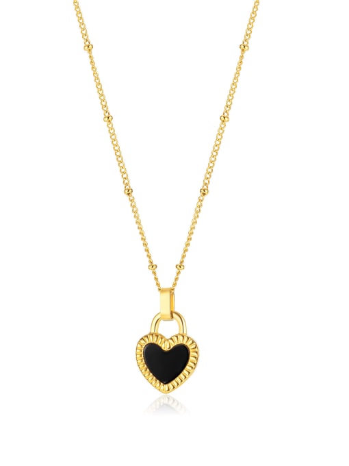 [2168] Steel necklace gold Stainless steel Acrylic Heart Minimalist Necklace